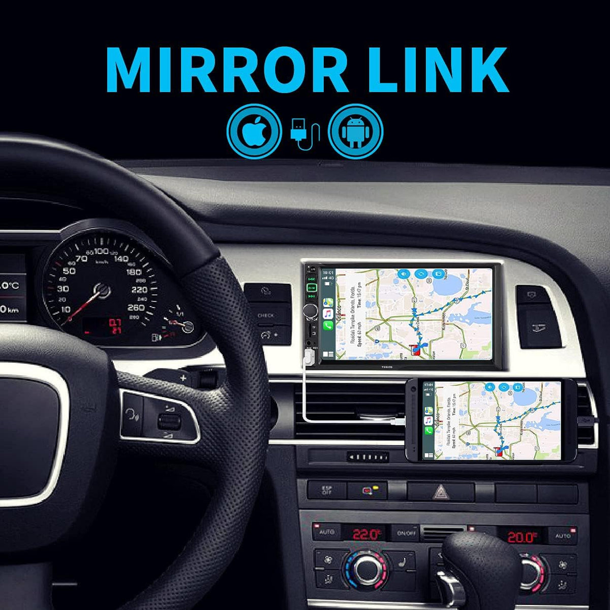 7-Inch Double Din Car Stereo Receiver with Touchscreen X2323