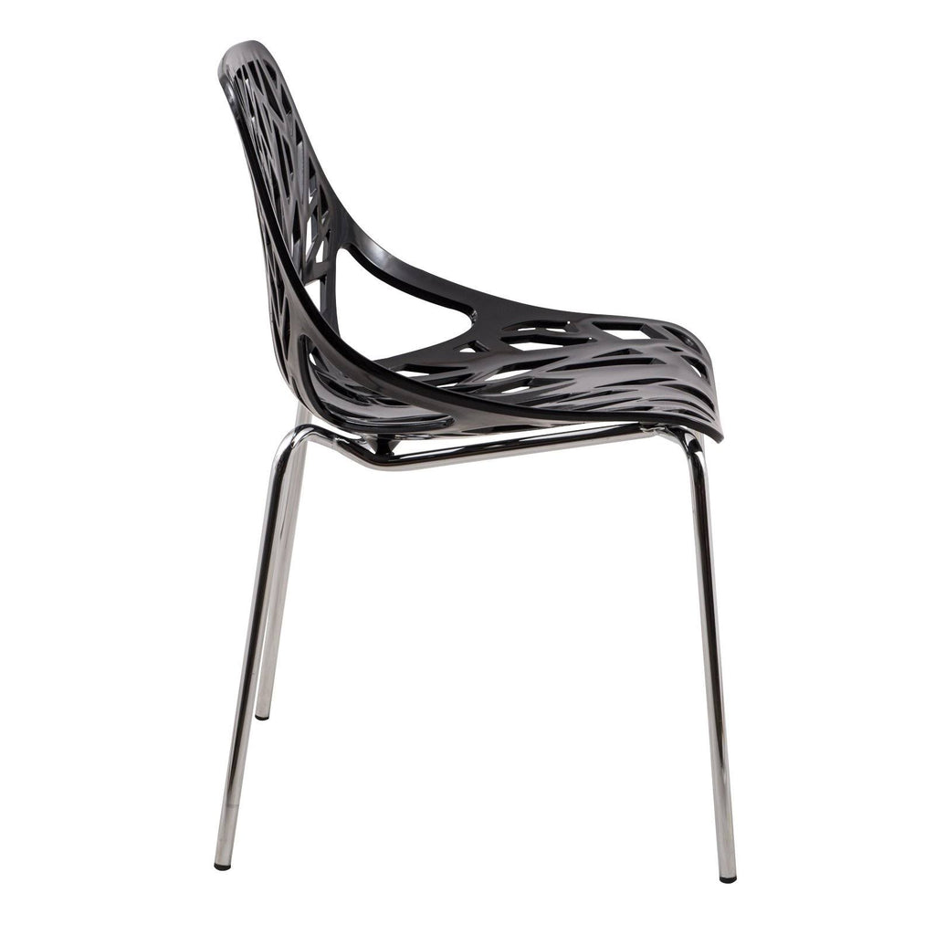 Green Set of 4 Dining Chair with Chromed Legs D194