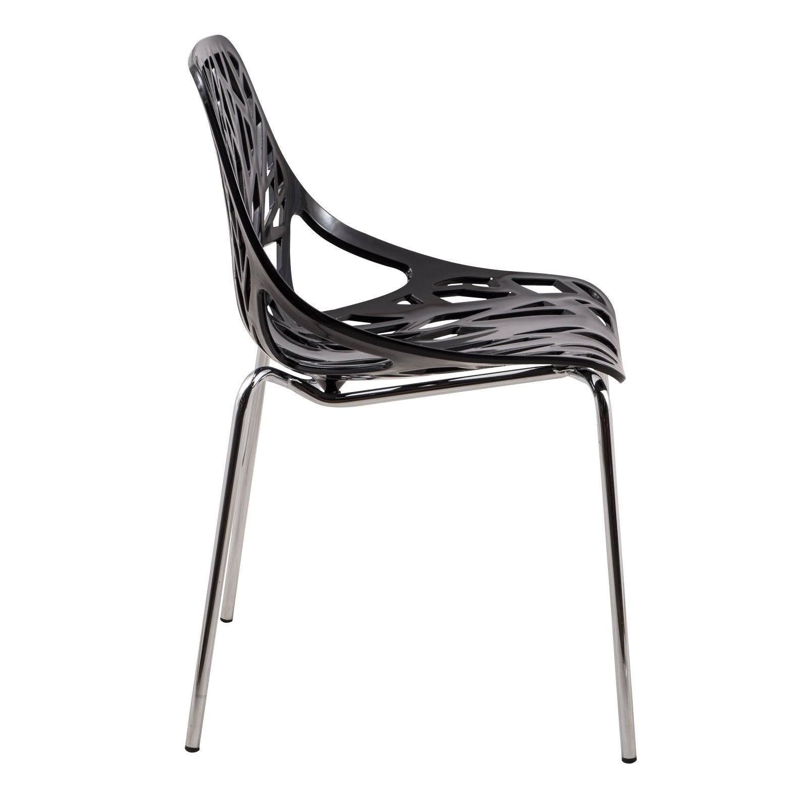 Green Set of 4 Dining Chair with Chromed Legs D194