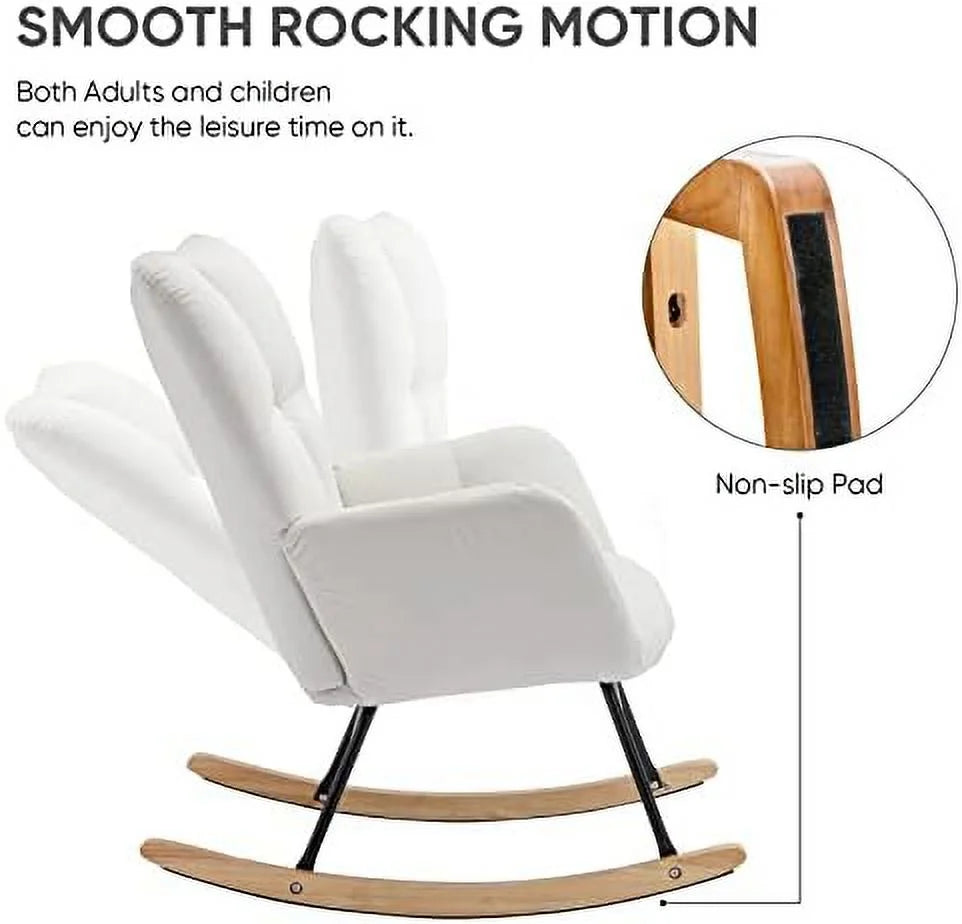 Ivory Teddy Velvet Rocking Accent Chair U546251