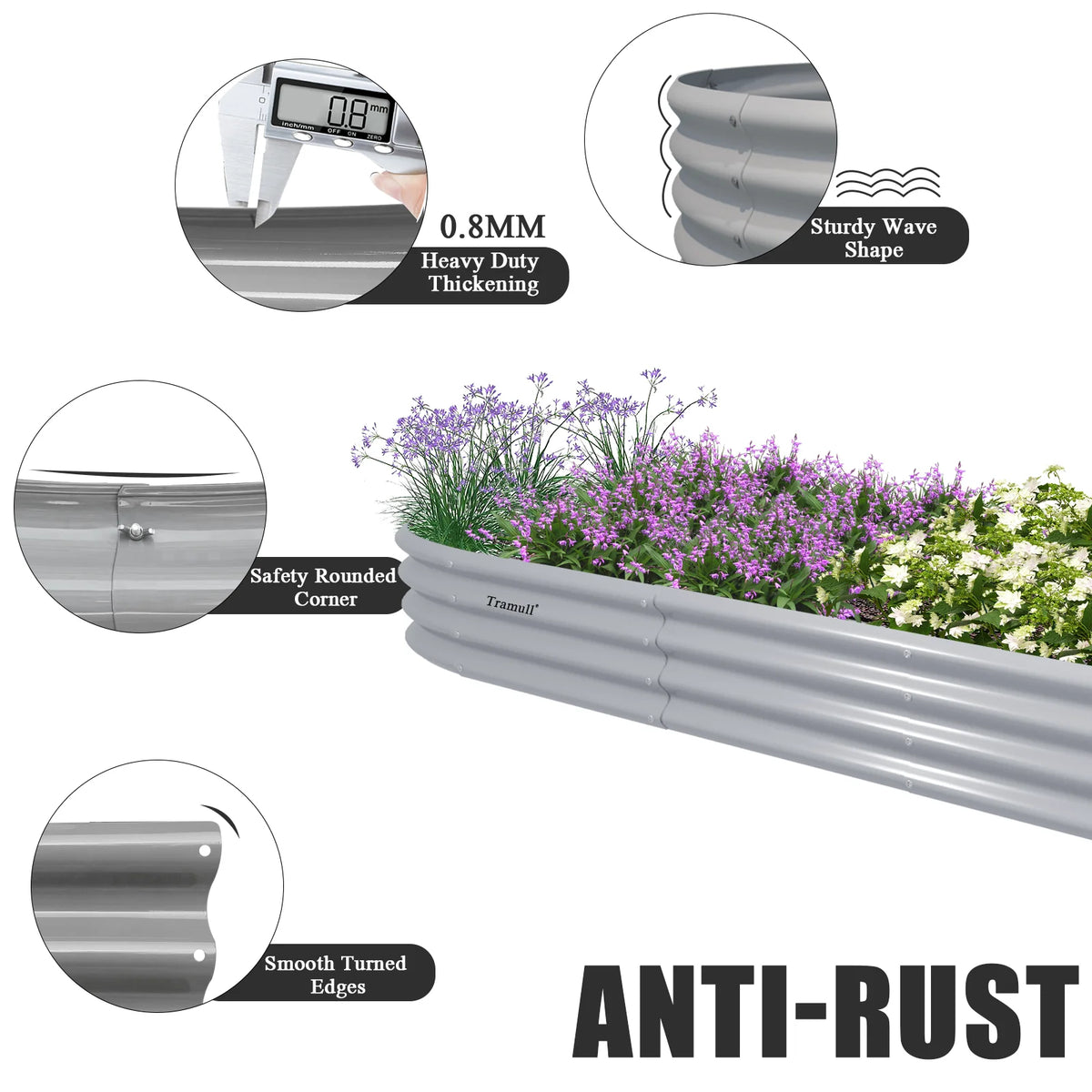 Galvanized Raised Garden Bed Kit Oval Metal Planter Box Y73882