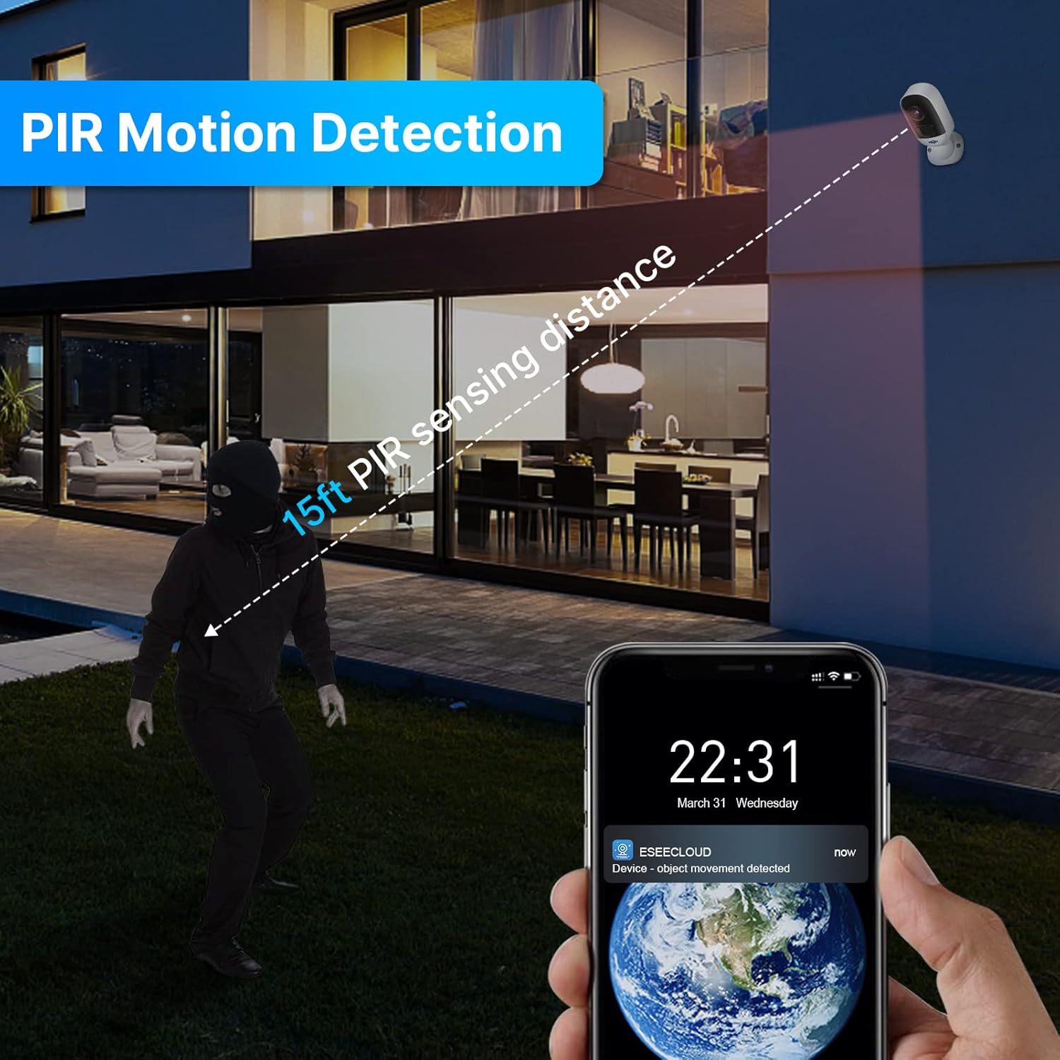 2k Outdoor Security Camera System, 2-Cam Wire-Free, 4 Channel, Night Vision C9358