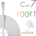 Cat7 Ethernet Cable 150ft Flat Shielded (STP) Solid Network Cord with Snagless RJ45 Connectors (White) W915585
