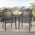 Set of 2 Cast Aluminum Outdoor Dining Chairs, Antique Bronze S49912