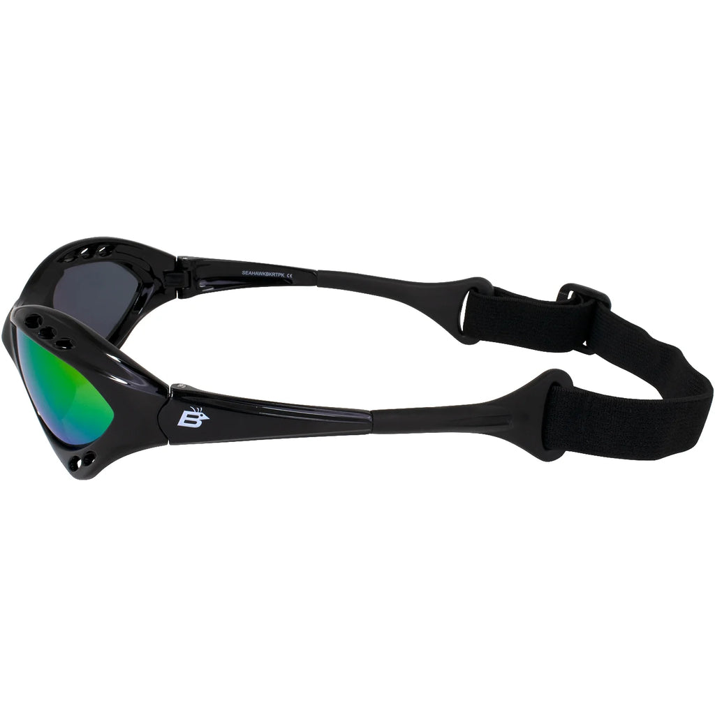 3 Pairs Padded Polarized Sunglasses with Strap Black Frame Blue Red Pink Mirror Lenses U350431