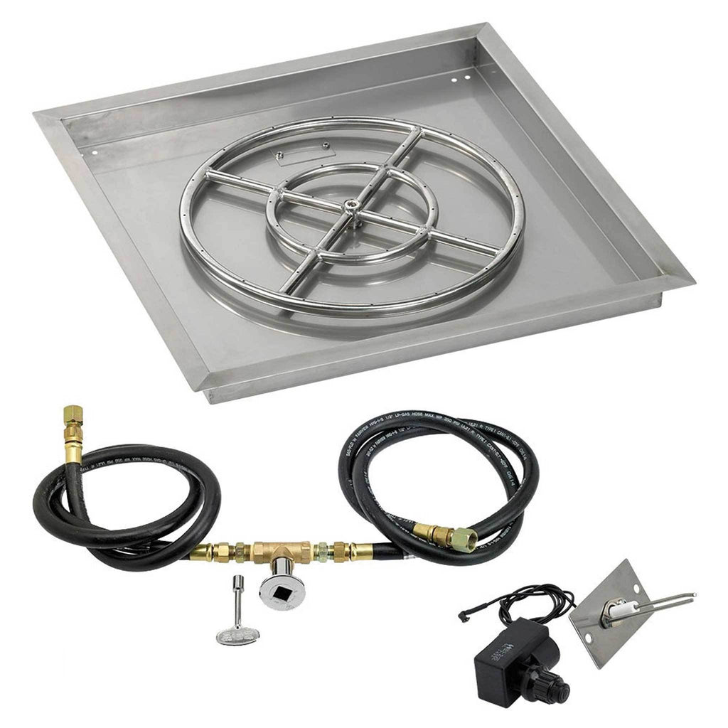 36x22 Square Drop-In Pan with Spark Ignition Kit Propane Fire Pit Ring K551298