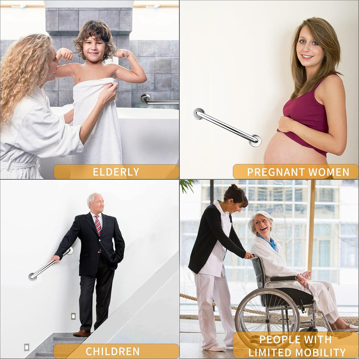 2 Pack Brushed Nickel SUS304 Safety Bathroom Grab Bars with Concealed Screws L983305