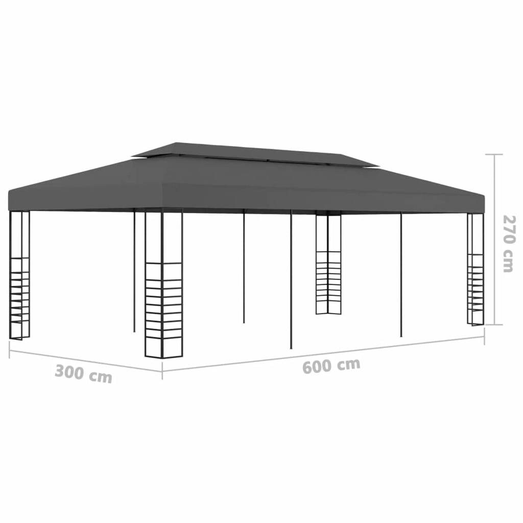 Outdoor Gazebo Canopy Steel Frame Anthracite 236.2 x 118.1 x 106.2 Inches Z2272