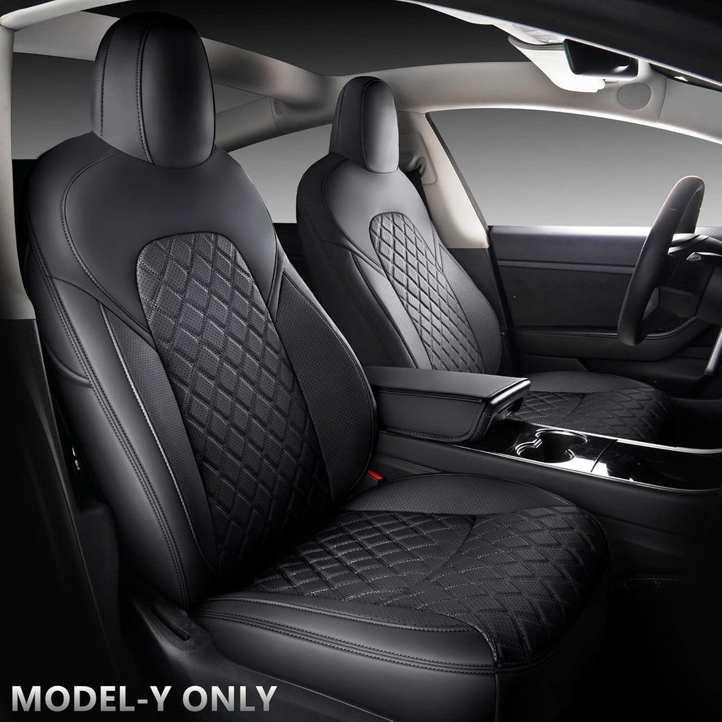 Red Faux Leather Car Seat Covers for Tesla Model 3 P943006