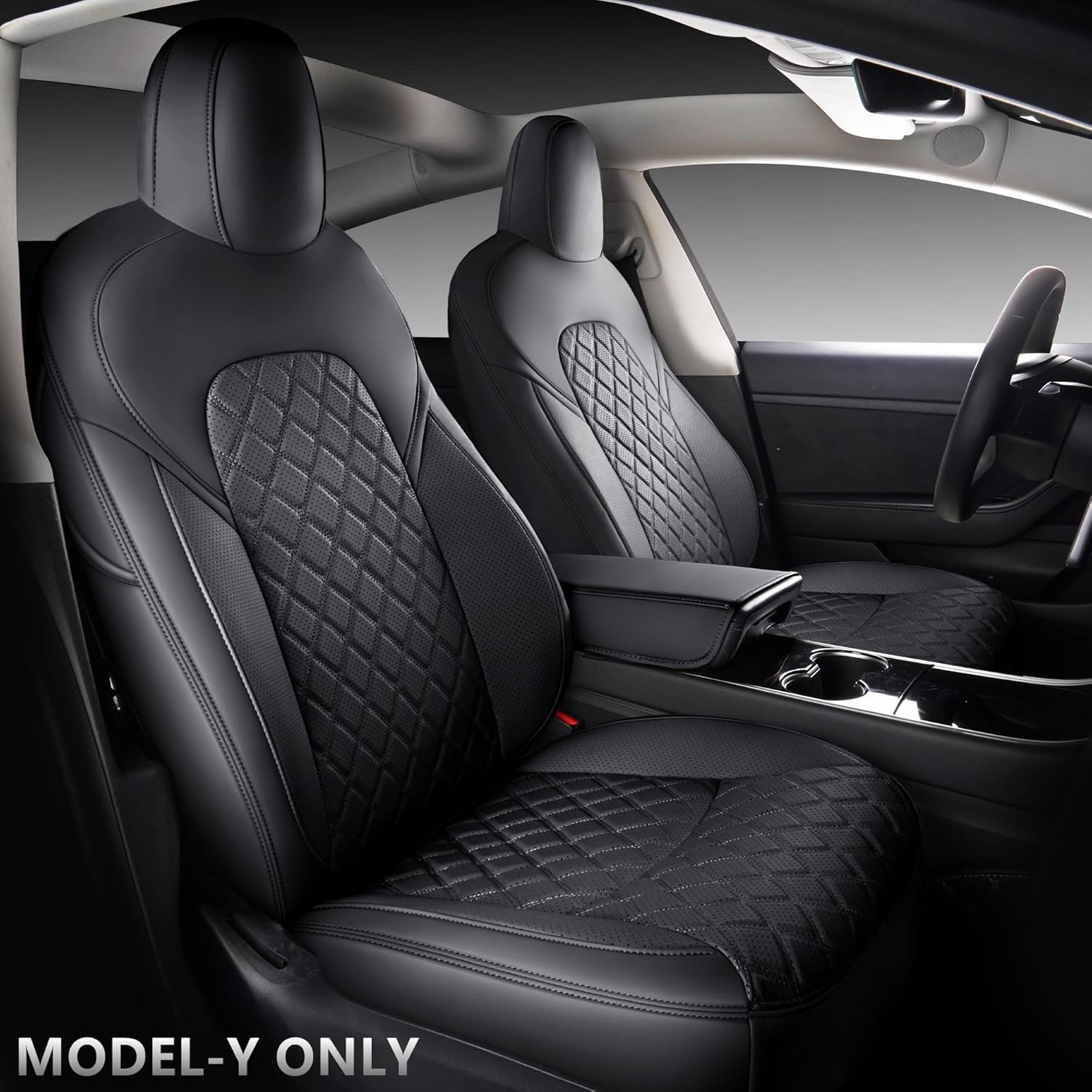 Red Faux Leather Car Seat Covers for Tesla Model 3 P943006