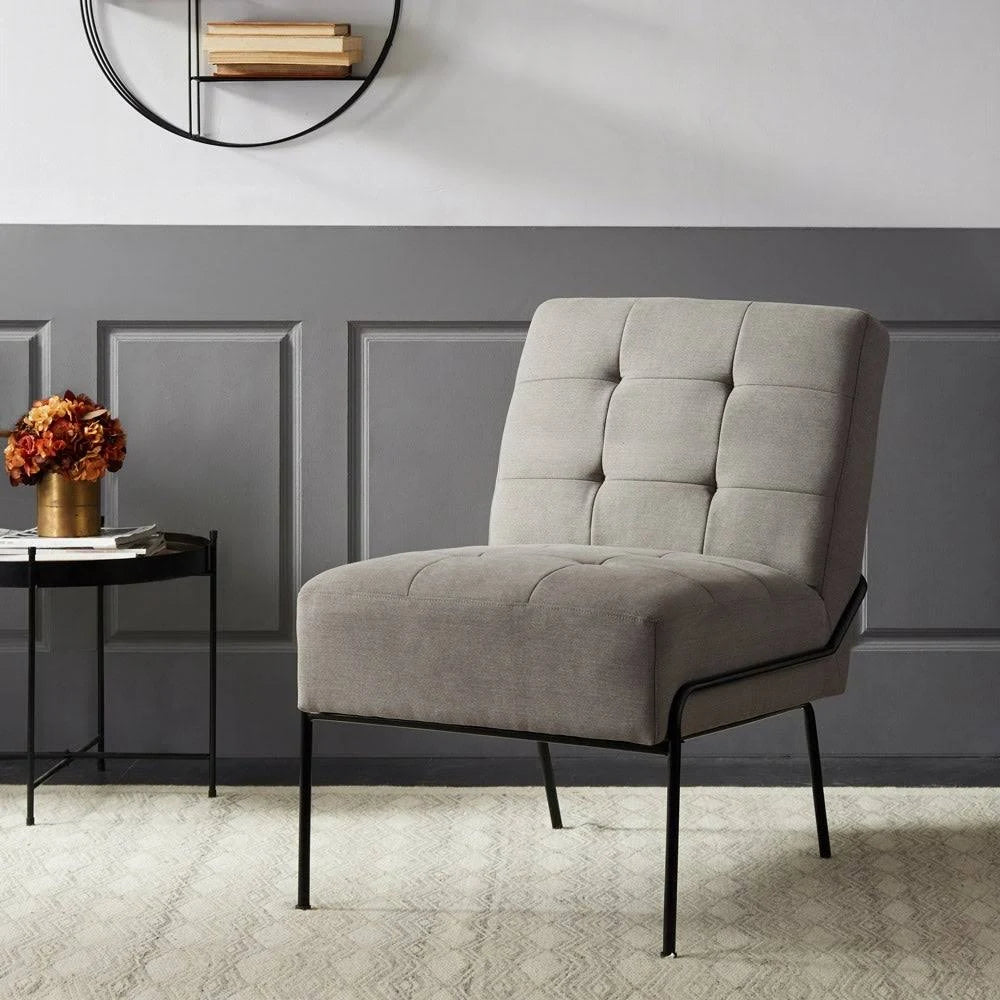 Grey Pintuck Armless Accent Chair N583