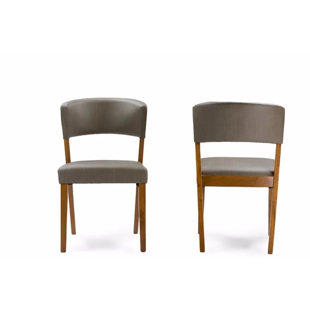 Dark Walnut Wood Grey Faux Leather Dining Chairs (Set of 2) Y217744