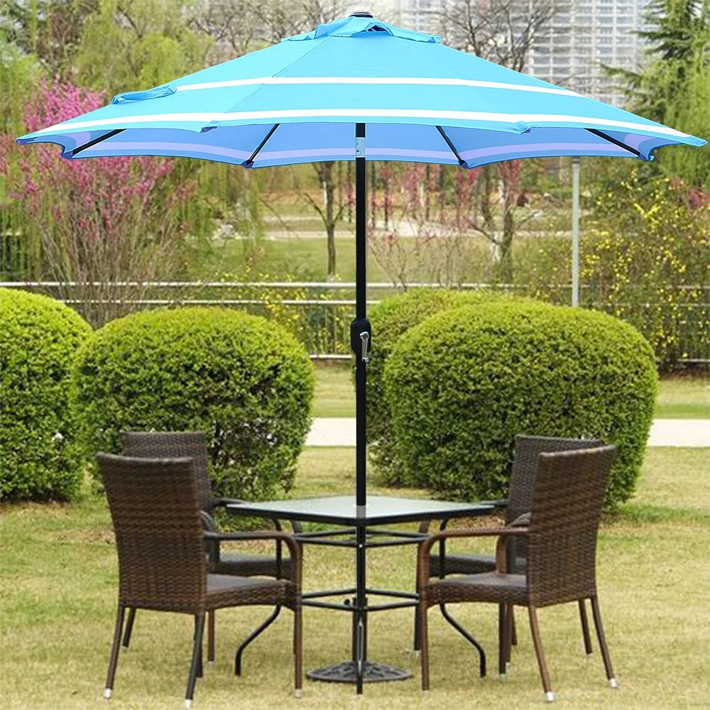 9FT Aqua & White Stripe Umbrella K680