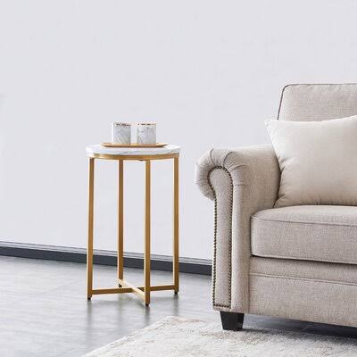 Gold Marble Top End Table Q343047