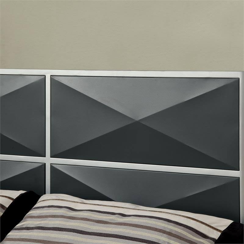 Metal Full Panel Bed in Silver and Gray H3368
