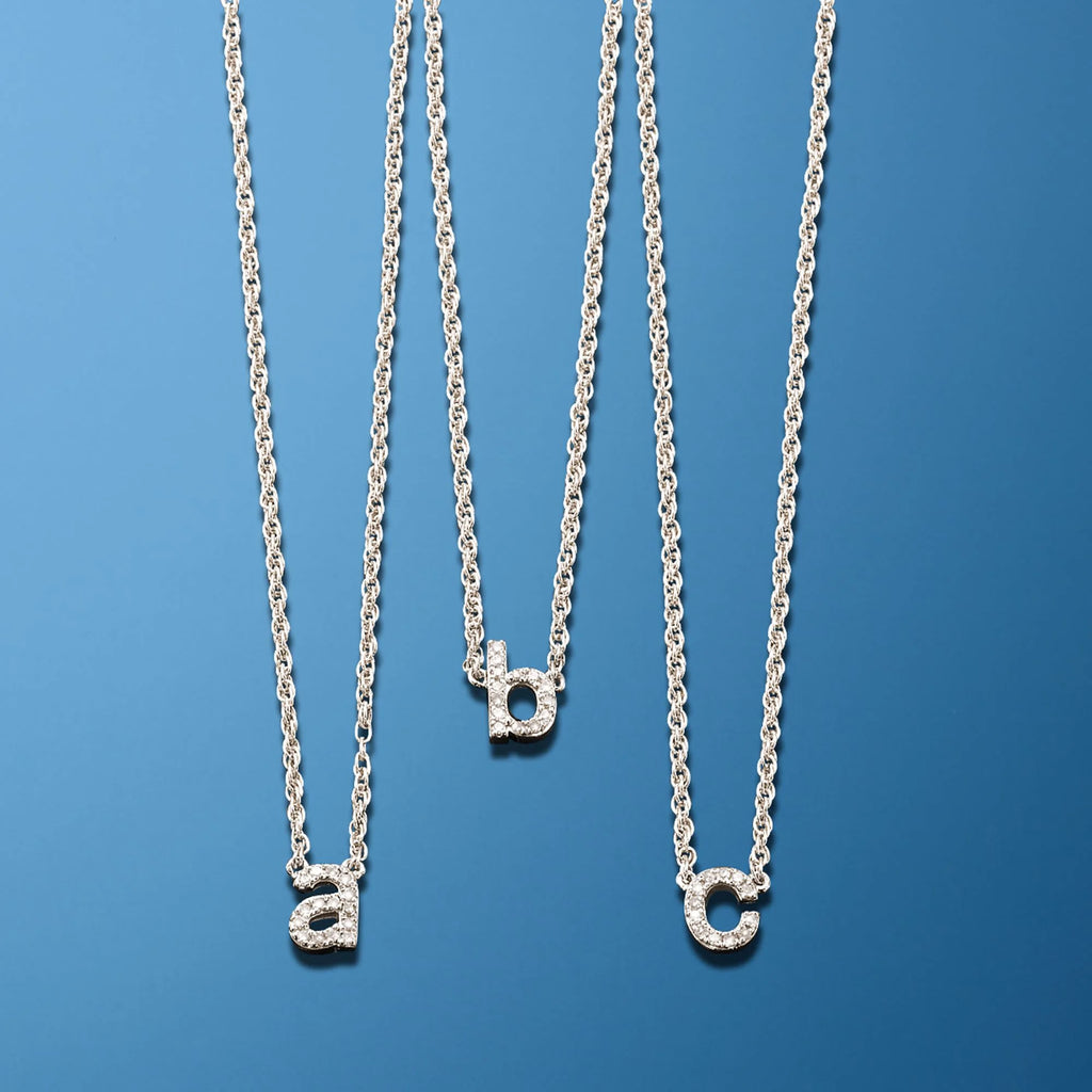 Diamond Accent Mini Initial Necklace in Sterling Silver W473