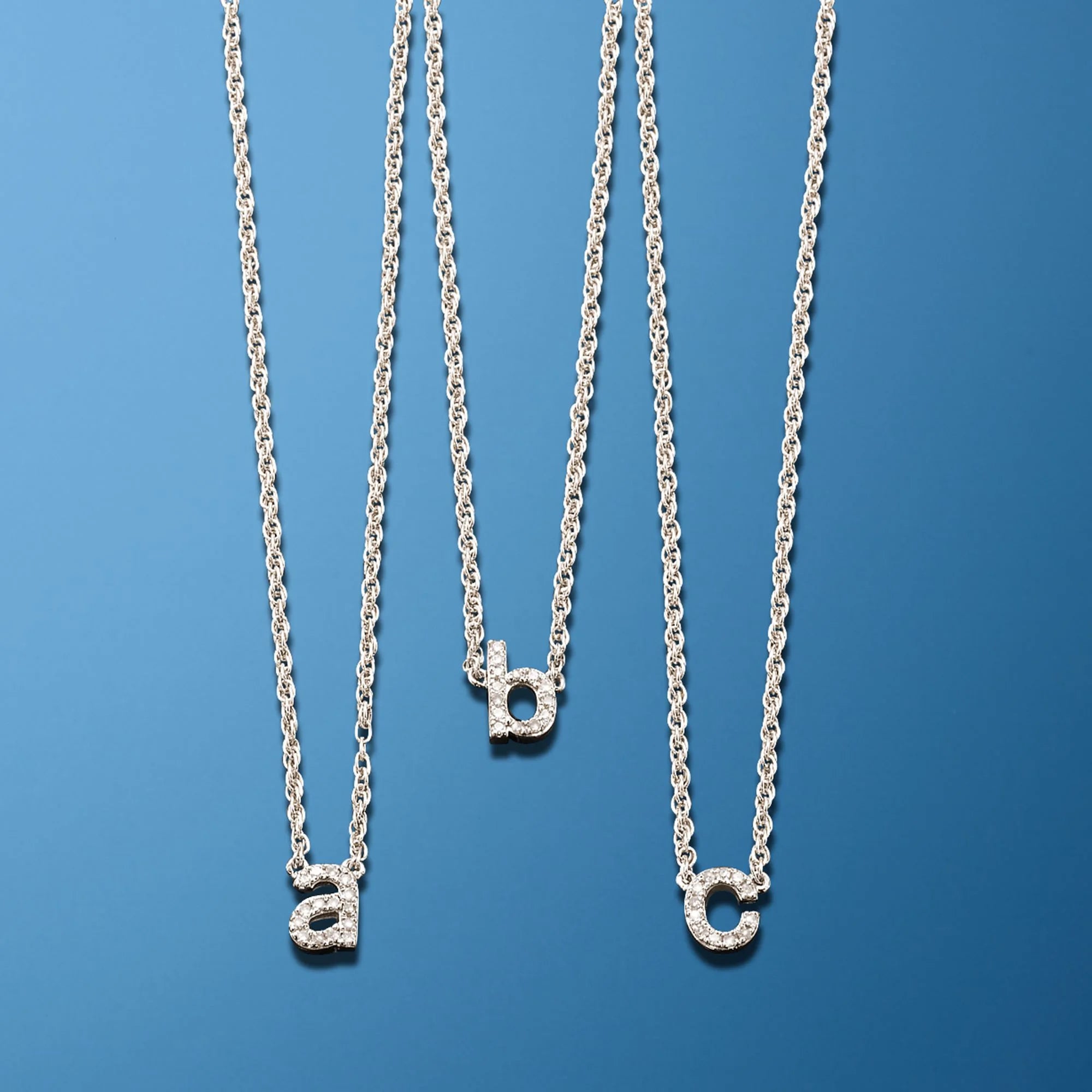 Diamond Accent Mini Initial Necklace in Sterling Silver W473