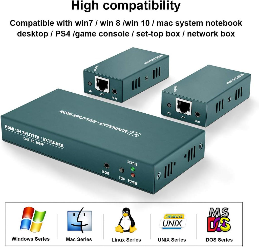 HDMI Extender Splitter 1x2 with IR, 2 HDMI Loop Out, Pack of 2 E345132