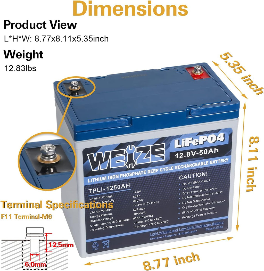 12V 50Ah LiFePO4 Lithium Battery with Smart BMS T198144