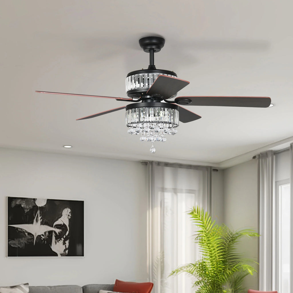 Black Crystal Ceiling Fan with Remote P140