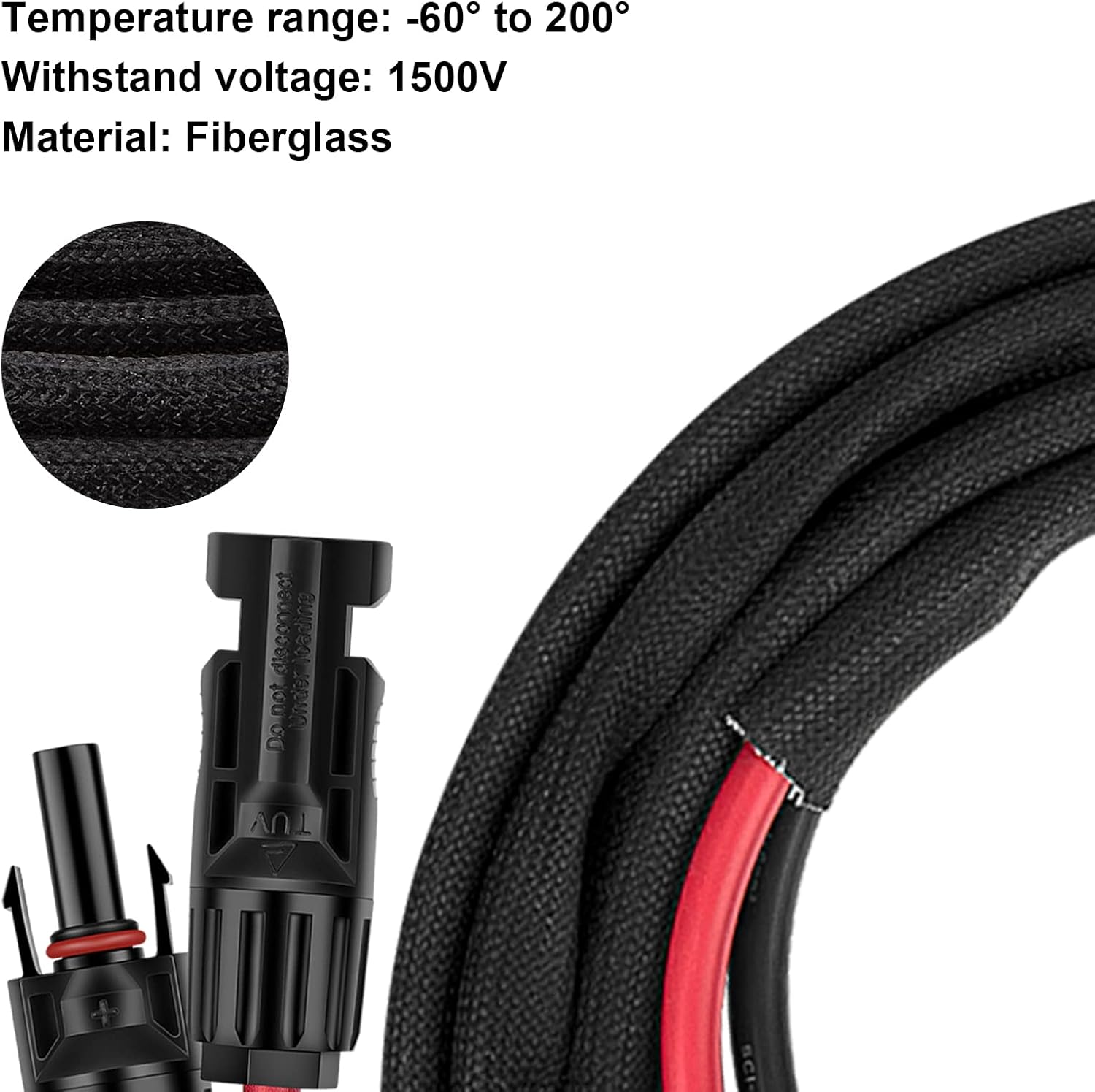 6FT 10AWG Solar Extension Cable with Female and Male Connector I252462