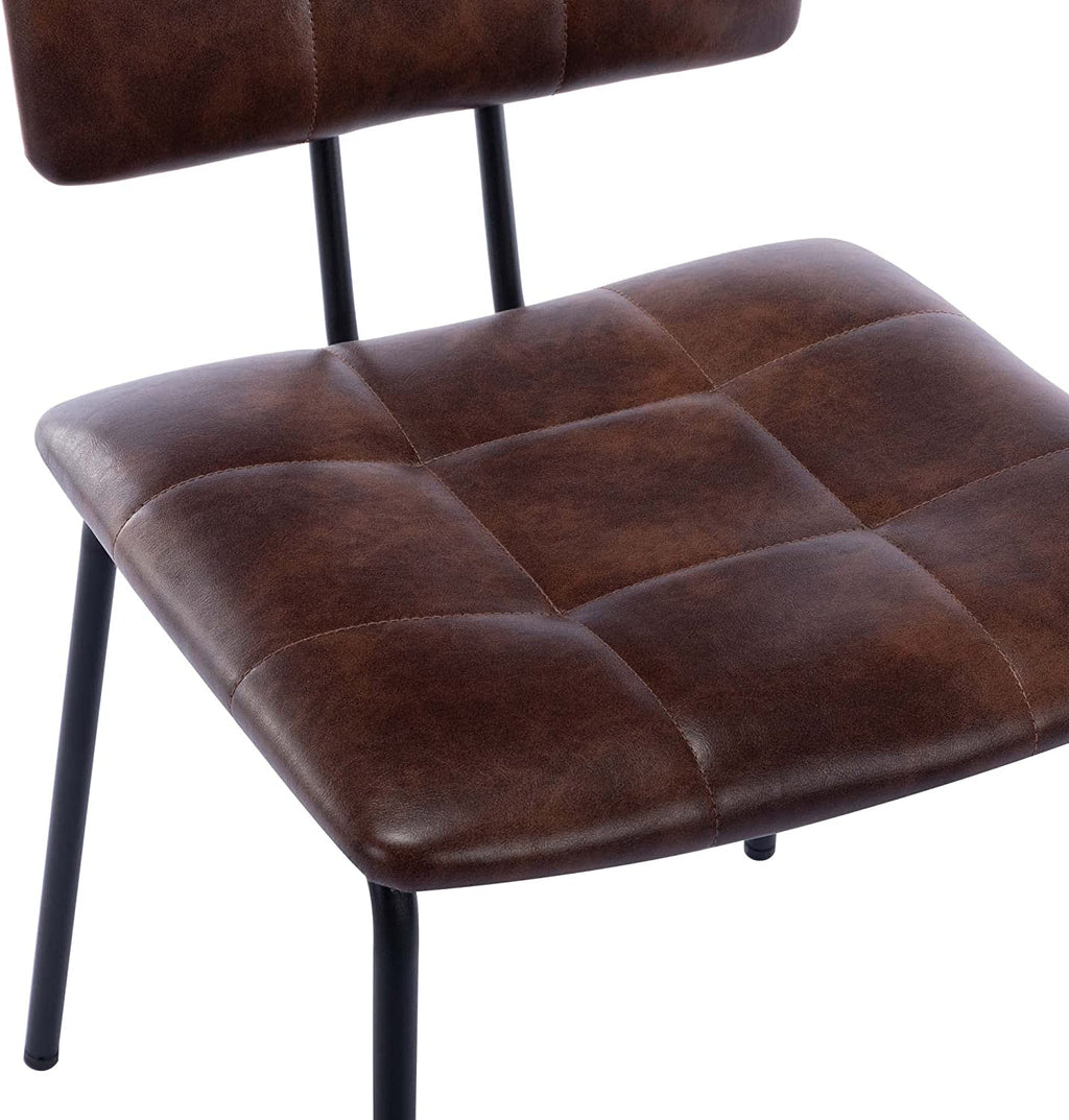 Faux Leather Upholstered Dining Chairs Set of 2 with Metal Legs N8002