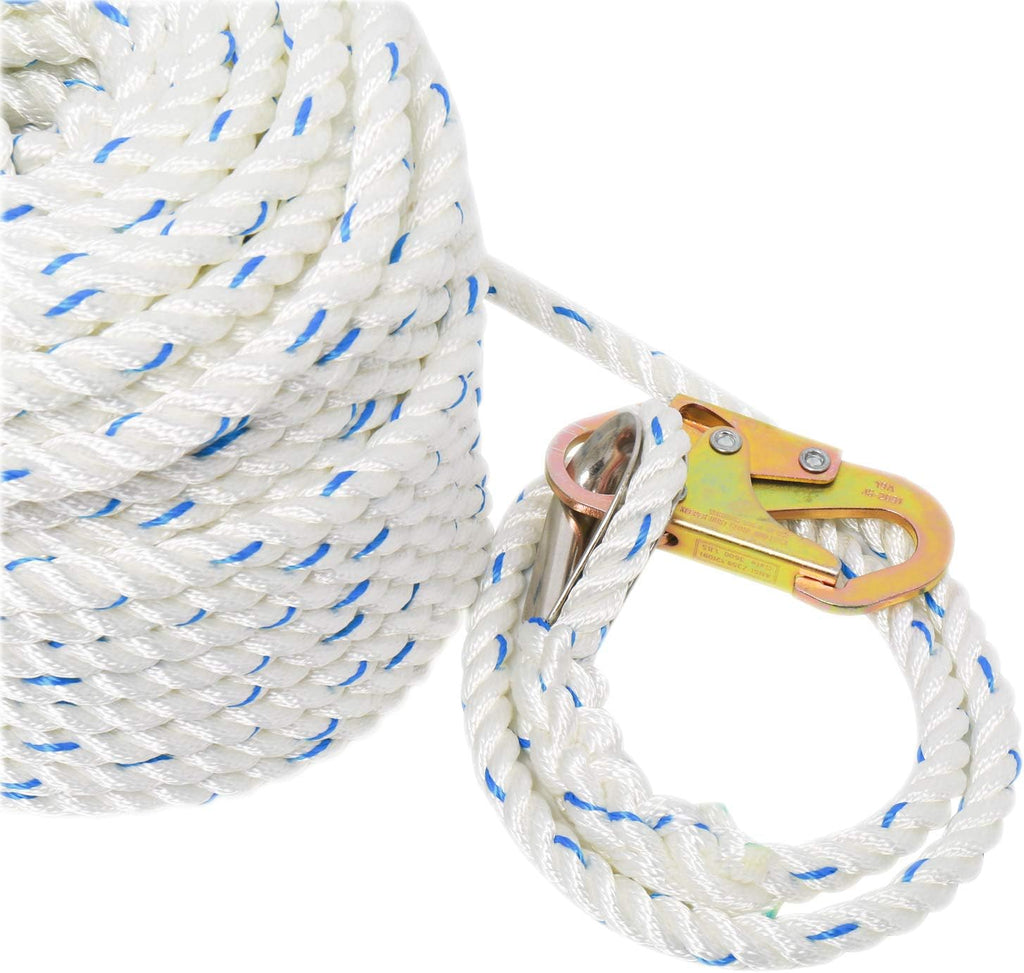 5/8 Inch 100ft Fall Protection Vertical Lifeline Rope with Snap Hook E388517