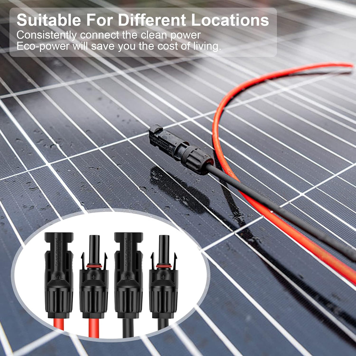 6FT 10AWG Solar Extension Cable with Female and Male Connector I252462