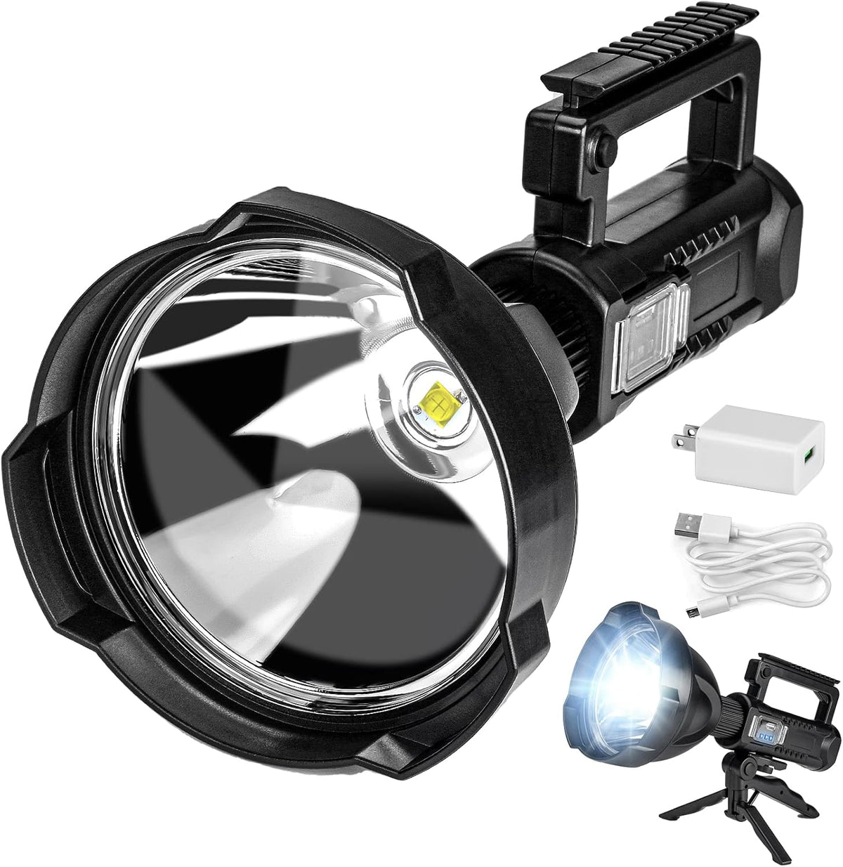 Rechargeable LED Handheld Flashlight Spotlight 4 Modes Waterproof Searchlight Y909