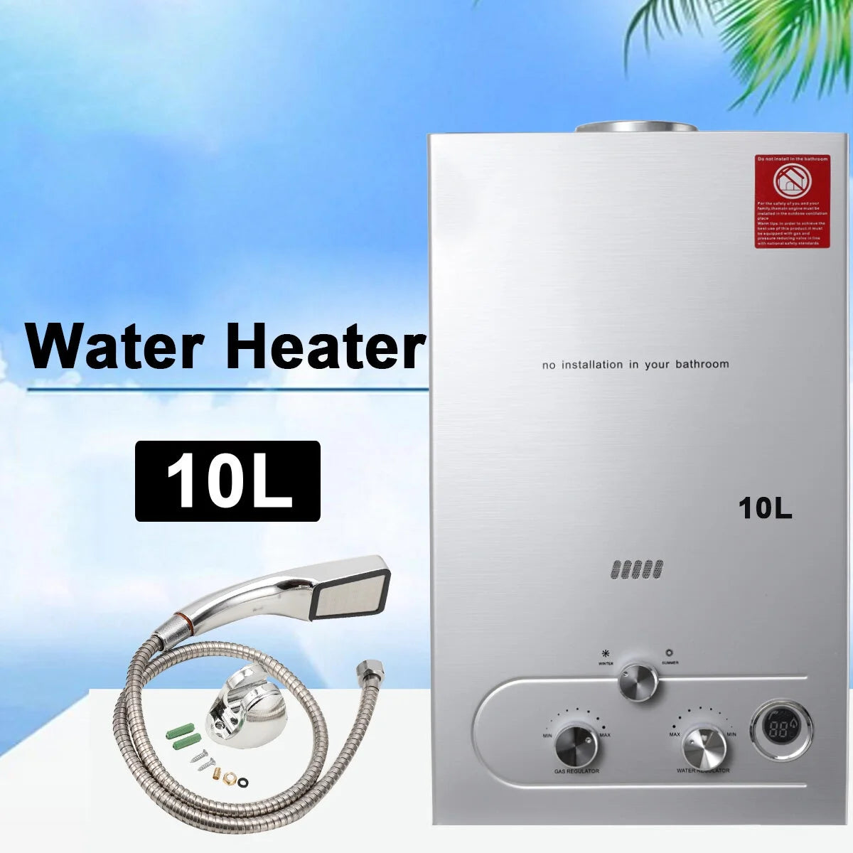 10L 20KW LPG Propane Instant Gas Water Heater with Shower Head Kit W453042