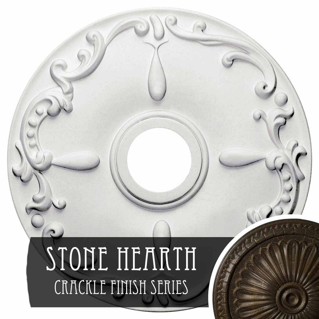 18 inchod x 3 1/2 inchid x 1 1/4 inchp Hand-Painted Stone Hearth Crackle Ceiling Medallion F78863