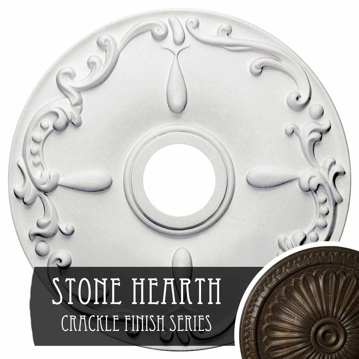 18 inchod x 3 1/2 inchid x 1 1/4 inchp Hand-Painted Stone Hearth Crackle Ceiling Medallion F78863