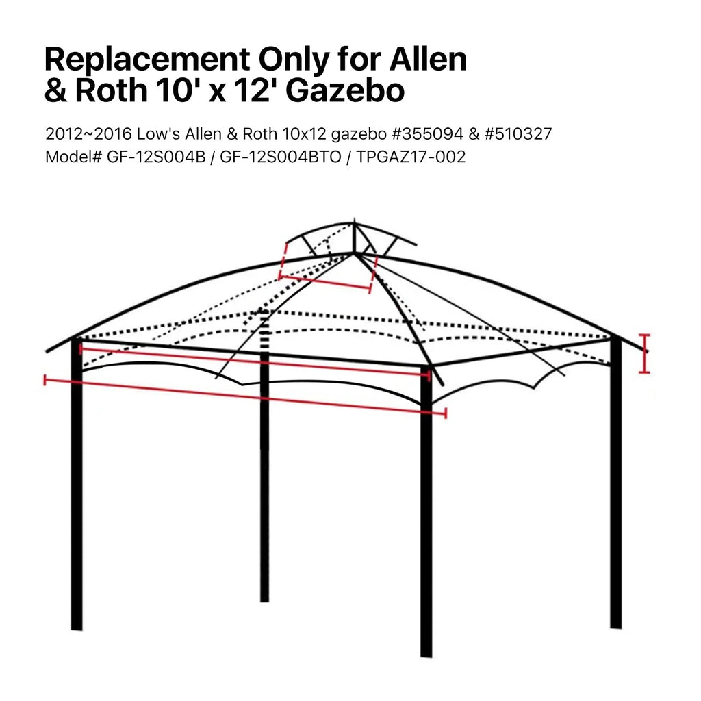 Green 10 X 12 Feet Water-Resistant Gazebo Replacement Canopy Top K8934