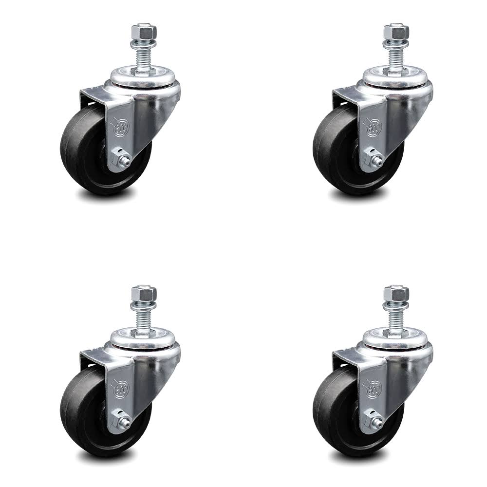 Swivel Caster Set of 4 with 3x22 Wheels and 3/8x22 Stem D11738