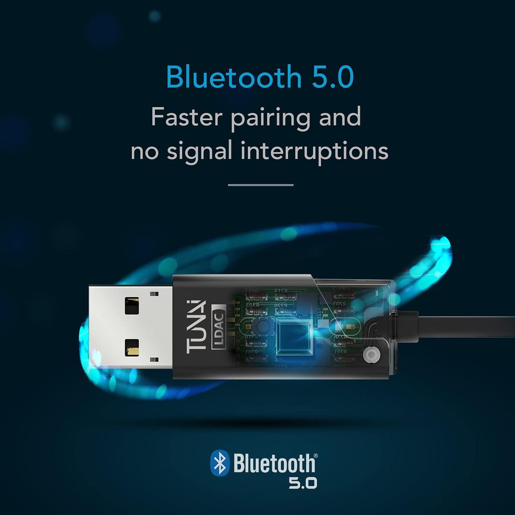 Black Bluetooth 5.0 Receiver with USB DAC 3.5mm AUX, Pack of 2 B669