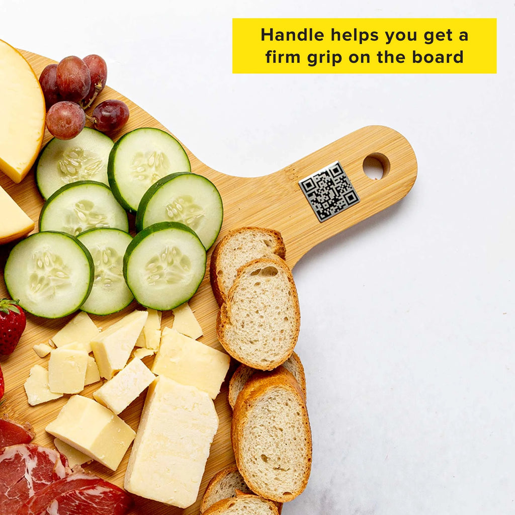 Bamboo Round Charcuterie Board with Handle, 15.5" R824