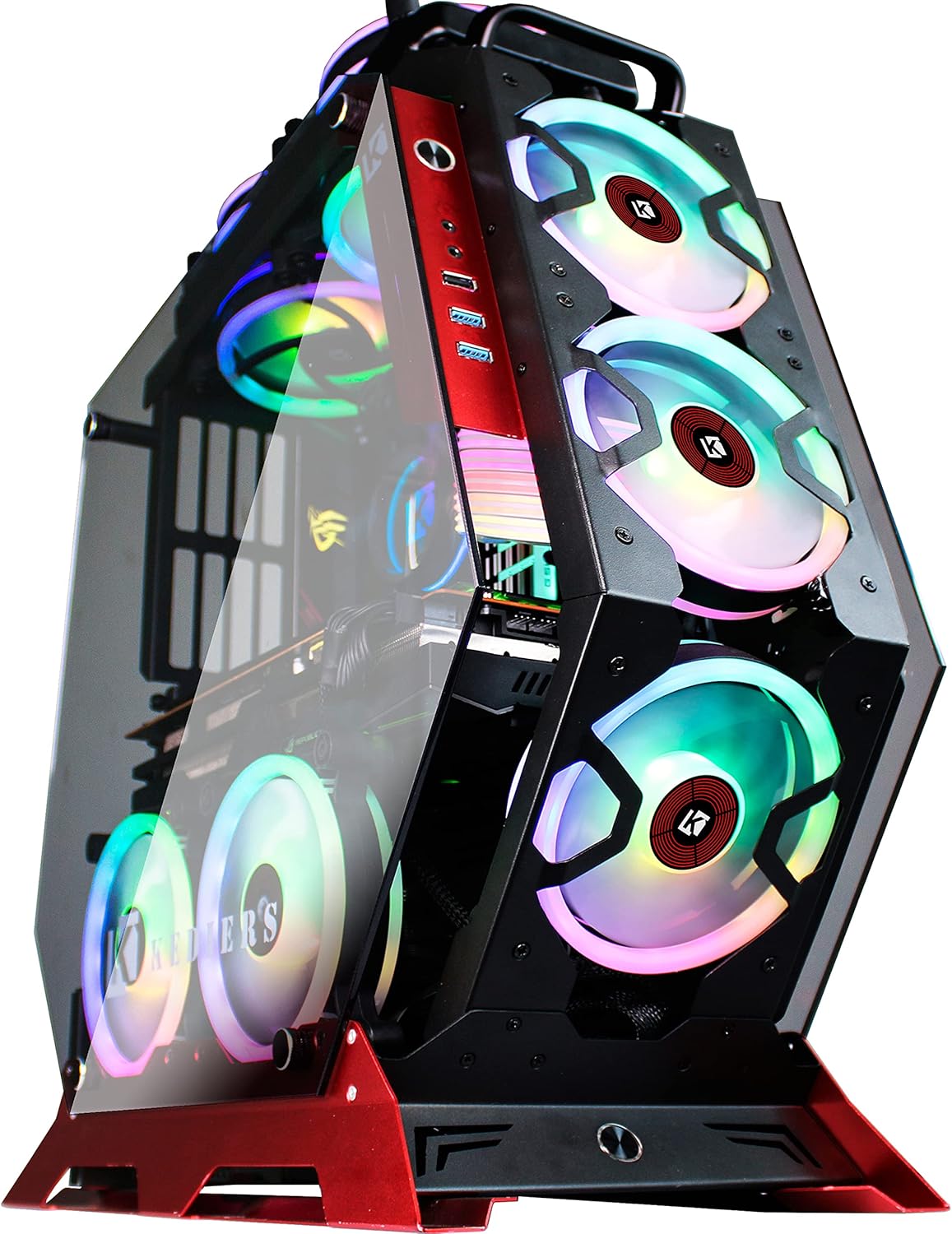 PC Gaming Case ATX Mid Tower Open Case with Tempered Glass Y51616