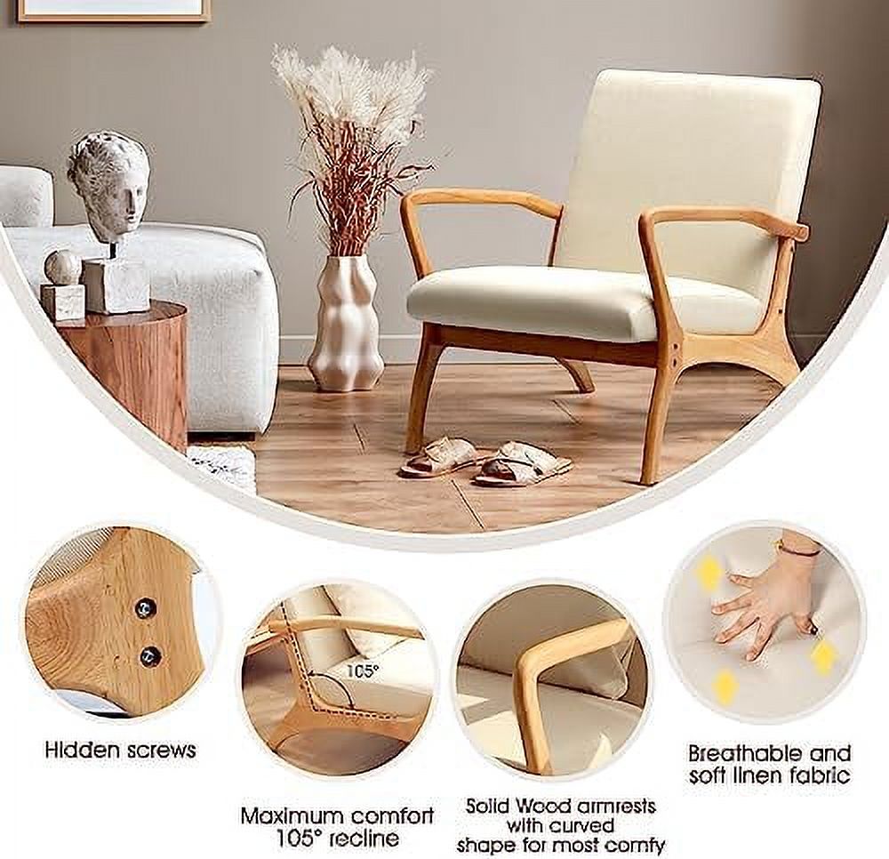 Accent Chair with Lumbar Pillow Upholstered Linen Fabric B99471