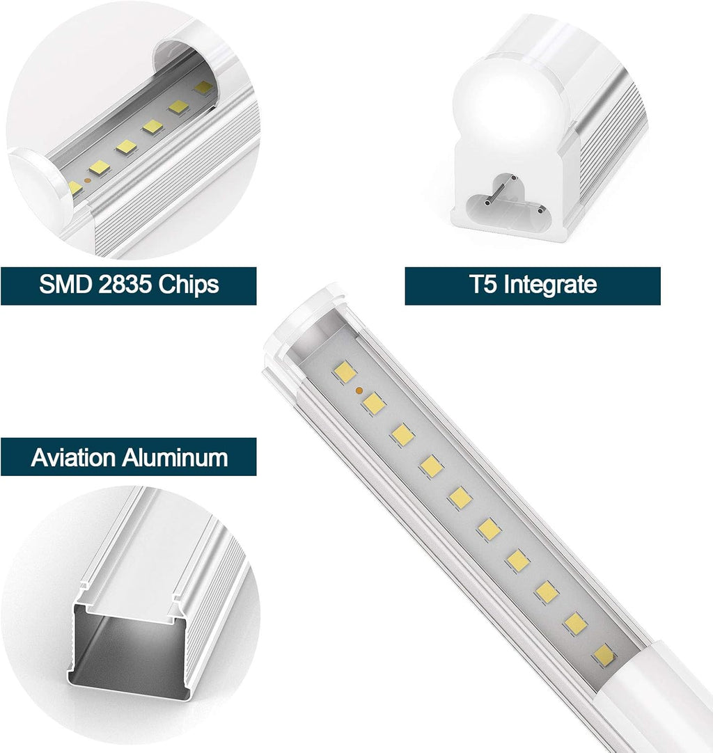 Linkable LED Shop Light 4ft 6500k 2640lm 24w Bright White Pack of 6 J1412