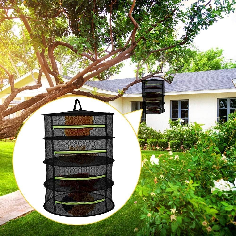 4-Layer Folding Nylon Mesh Drying Rack with Carrying Bag G96982