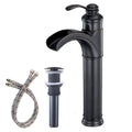 Oil Rubbed Bronze Waterfall Bathroom Vessel Sink Faucet with Pop Up Drain K879424