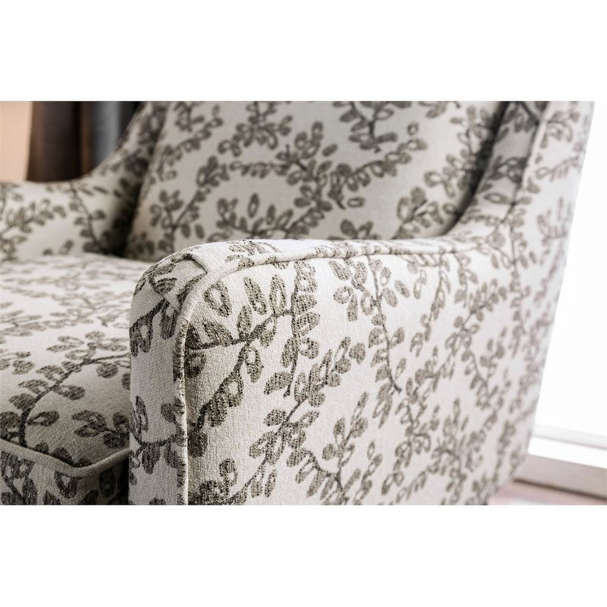 Floral Beige Fabric Accent Chair X6951
