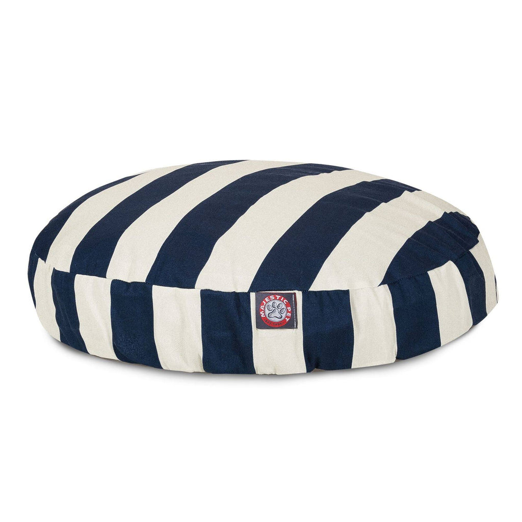 Navy Blue Vertical Stripe Medium Round Pet Bed X338