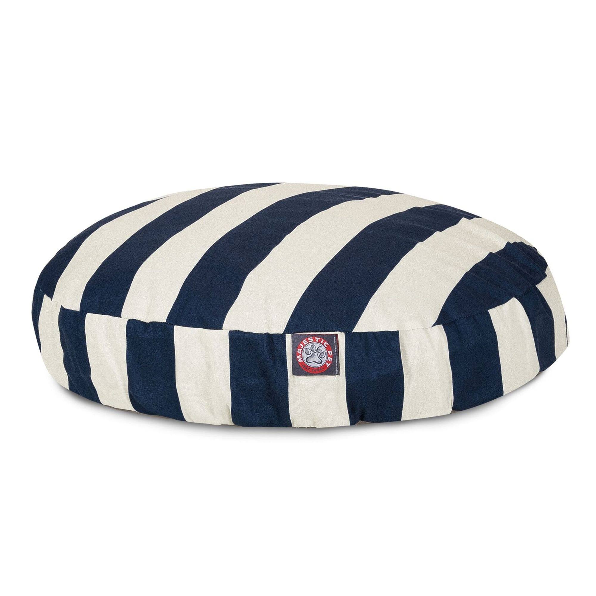 Navy Blue Vertical Stripe Medium Round Pet Bed X338
