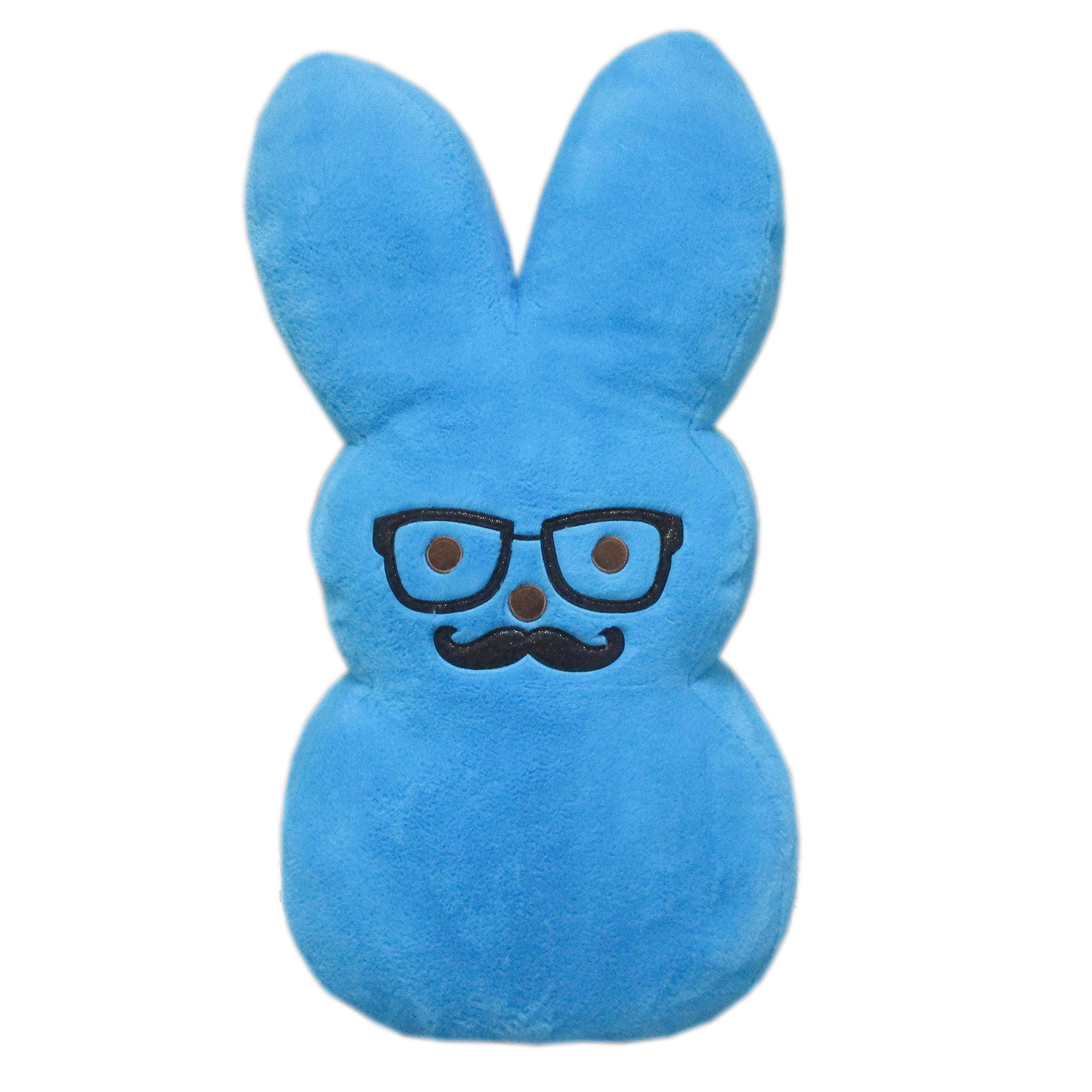 Blue Mustache Bunny Plush E513
