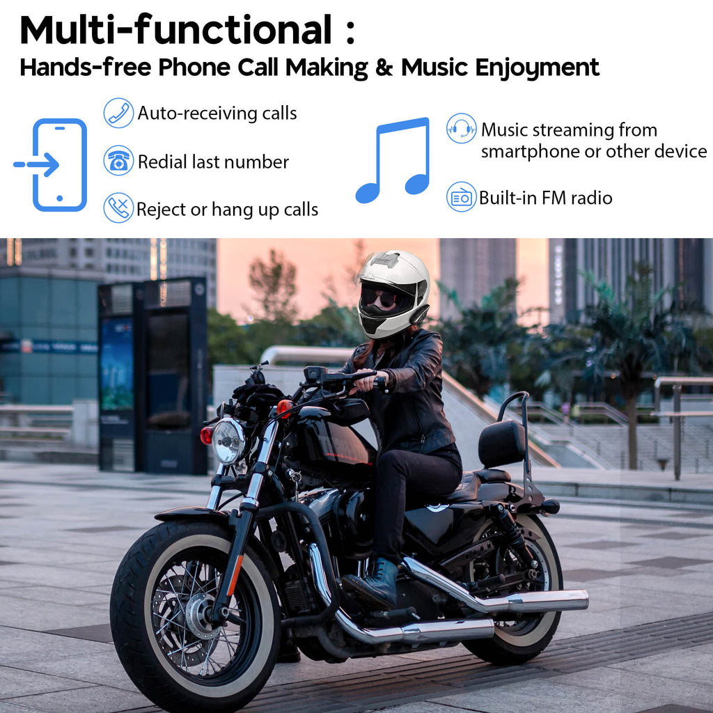 Bluetooth 5.2 Motorcycle Helmet Headset Intercom 8 Rider Noise Cancel W7915