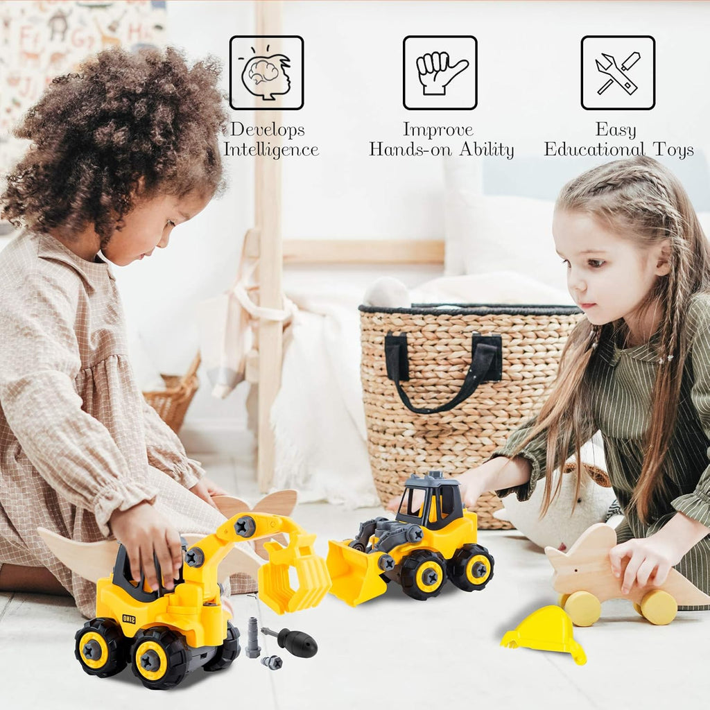 3 in 2 Construction Truck STEM Building Excavators Bulldozers Play Set N23048