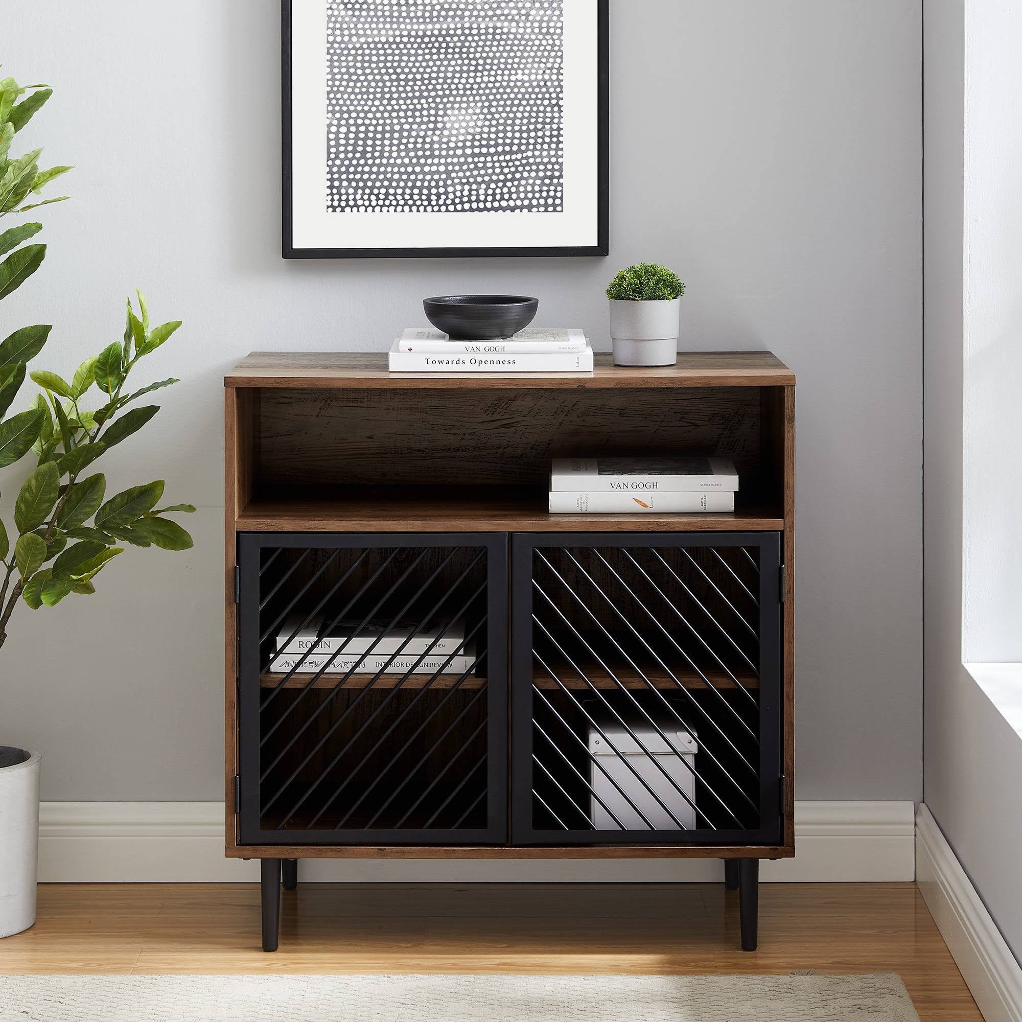 Industrial Modern Metal Door Accent Cabinet Brown T609