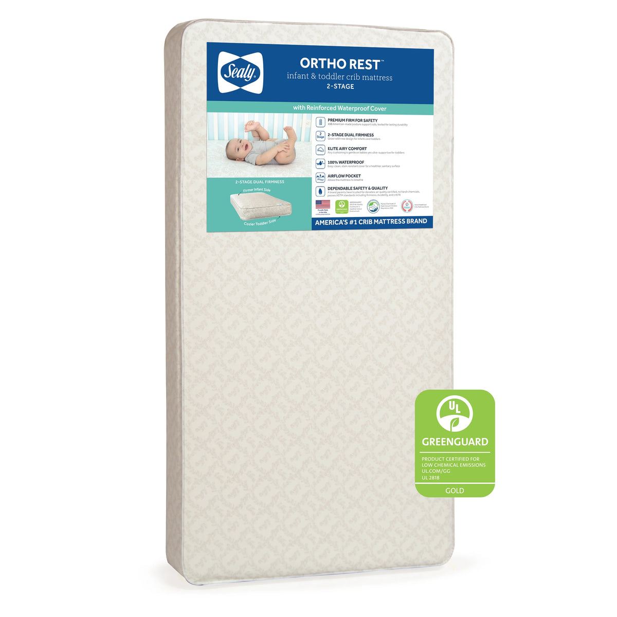 Gray Innerspring Crib and Toddler Mattress J796