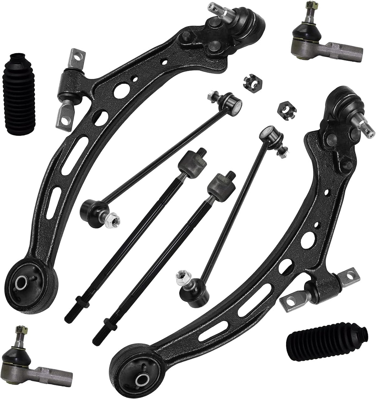 Front Lower Control Arm Ball Joints Tie Rods Sway Bars 10pc Set N250018